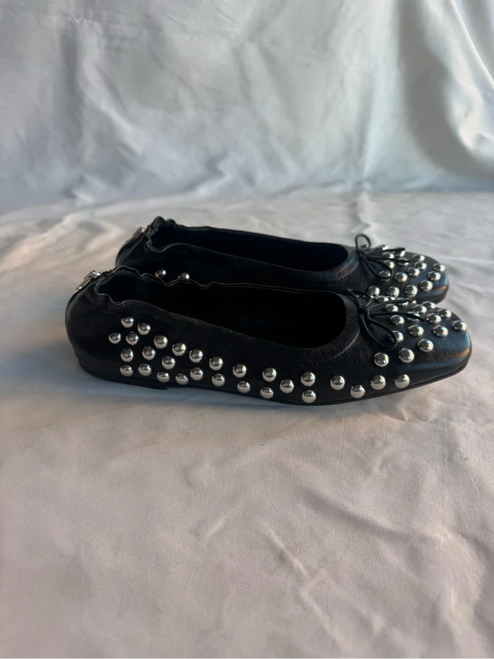 Golden Goose Deluxe Brand Leather Black Silver Studs Ballet Amy Flat EU 37/US 7